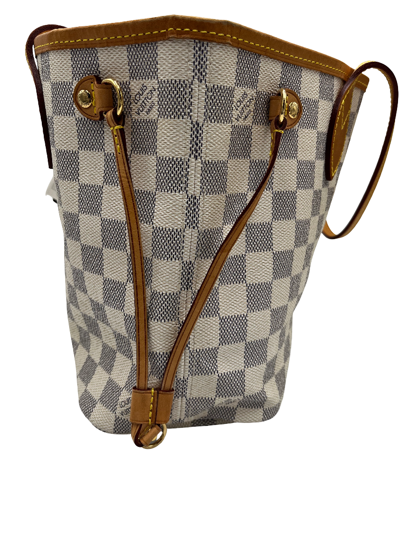 Louis Vuitton Neverfull Tote Damier, White, Canvas, Handbag