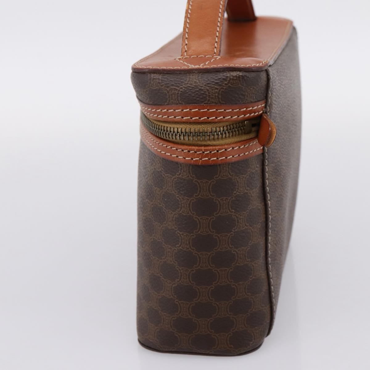 Celine Top Handle Vanity Box Triomphe Coated Canvas, Brown, Canvas, Handbag