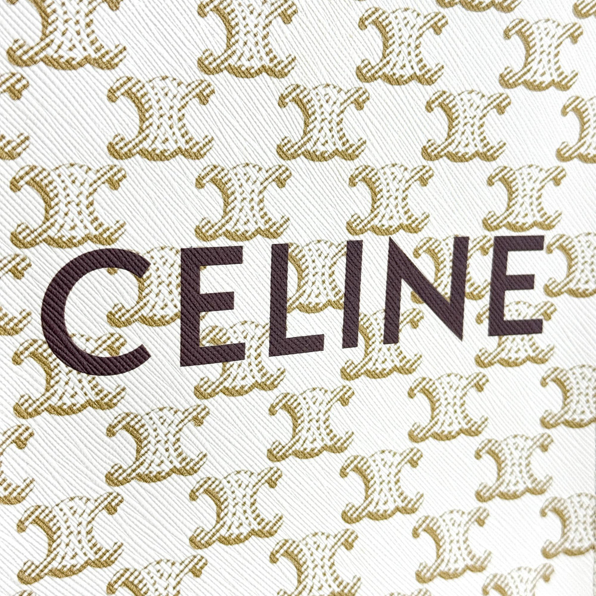 Celine Vertical Cabas Triomphe Coated Canvas, White, Canvas, Tote Bag
