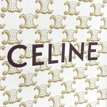 Celine Vertical Cabas Triomphe Coated Canvas, White, Canvas, Tote Bag