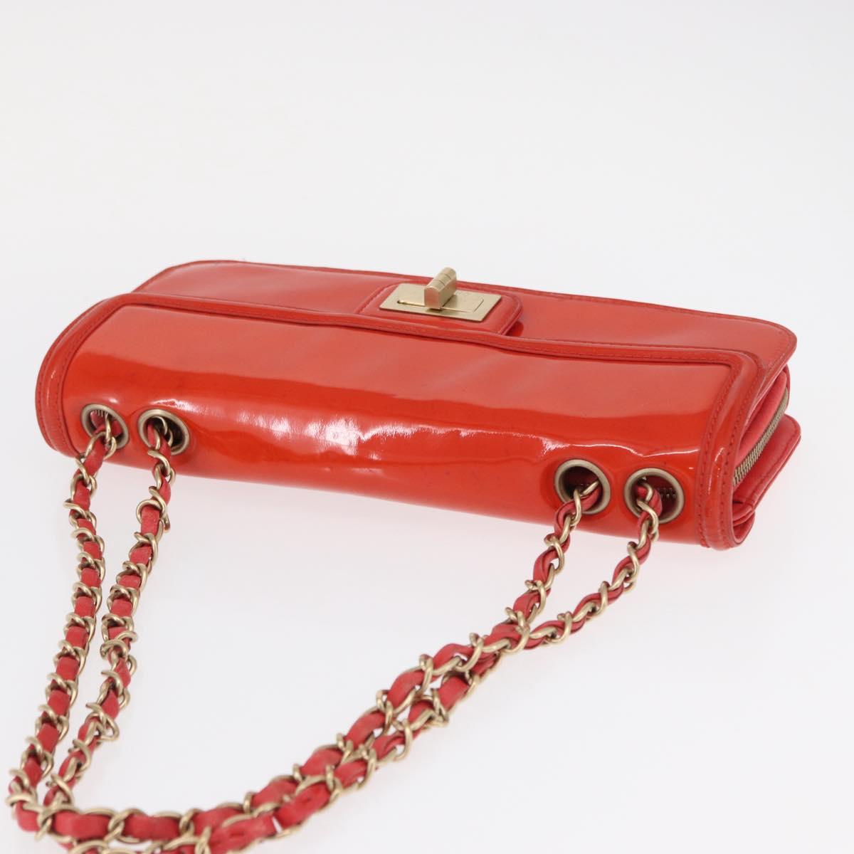 Chanel Chain Flap Shoulder Bag Leather, ORANGE, PATENT_LEATHER, Shoulder bag