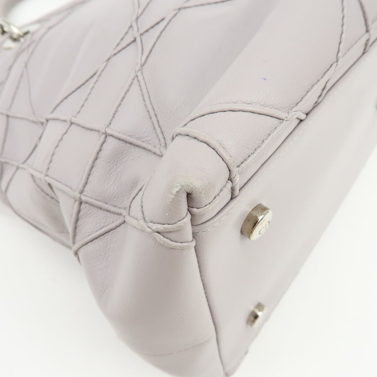 Christian Dior Granville Satchel Cannage Quilt Leather, Purple, Leather, Handbag