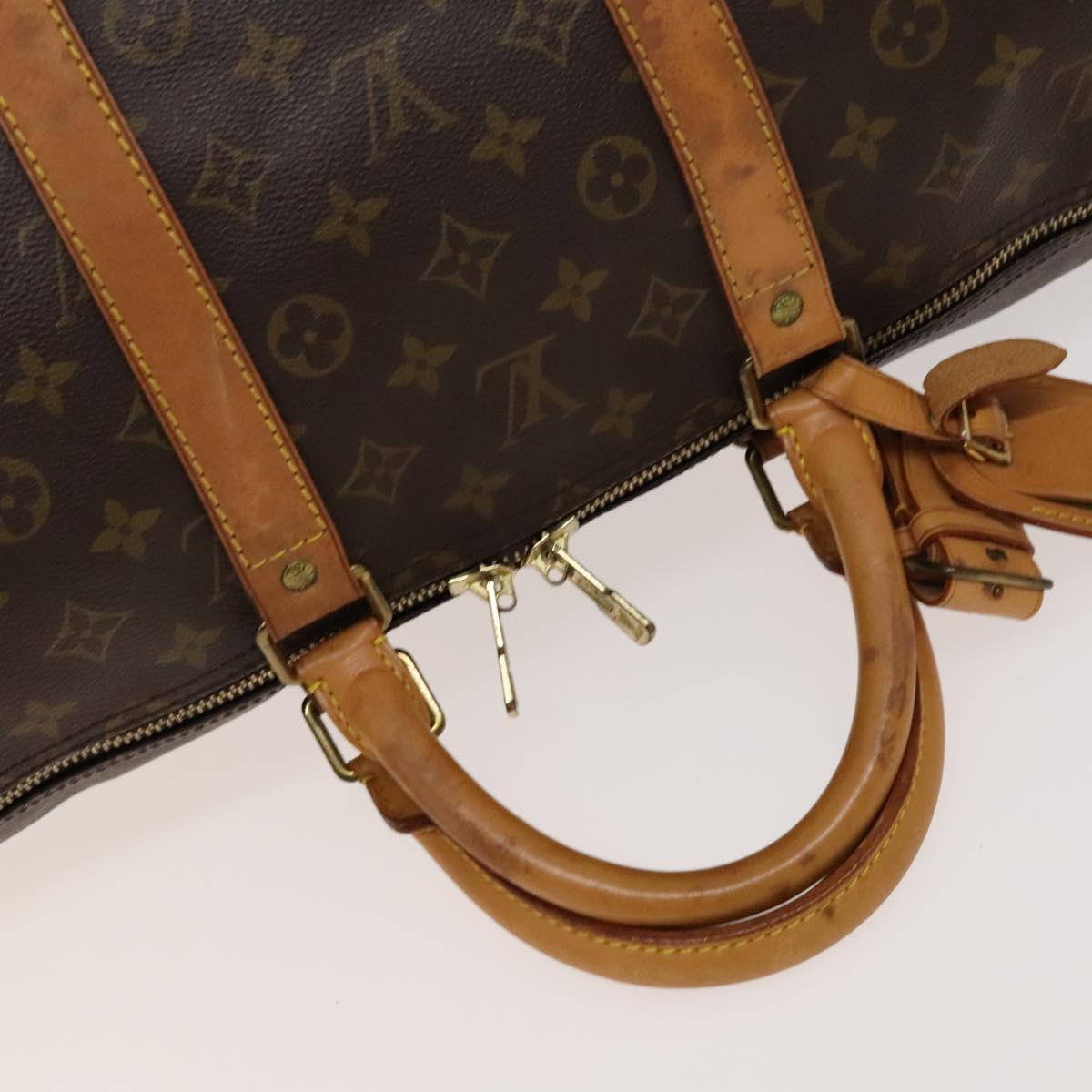 Louis Vuitton Keepall Bandouliere Bag Monogram Canvas, BROWN, LEATHER, Travel bag