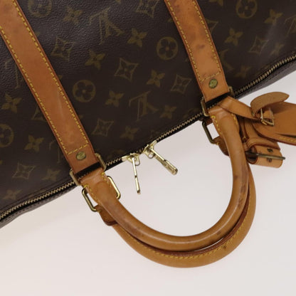 Louis Vuitton Keepall Bandouliere Bag Monogram Canvas, BROWN, LEATHER, Travel bag
