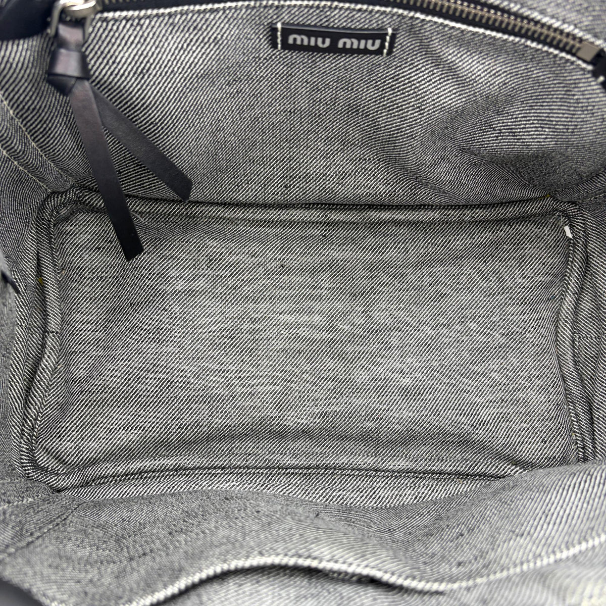 Miu Miu My Logo Leather, Black, Denim, Crossbody Bag