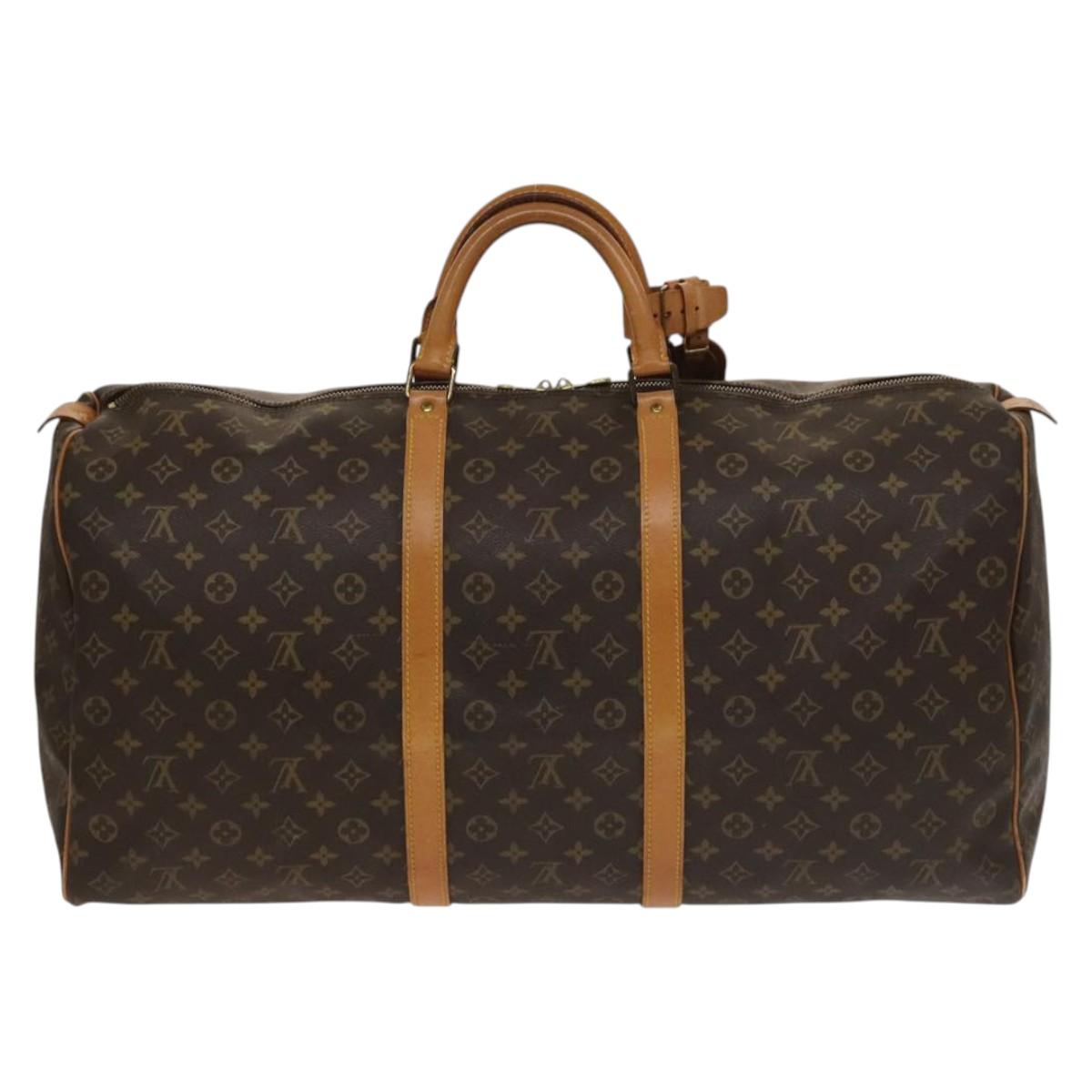 Louis Vuitton Keepall Bag Monogram Canvas, BROWN, CANVAS, Travel bag