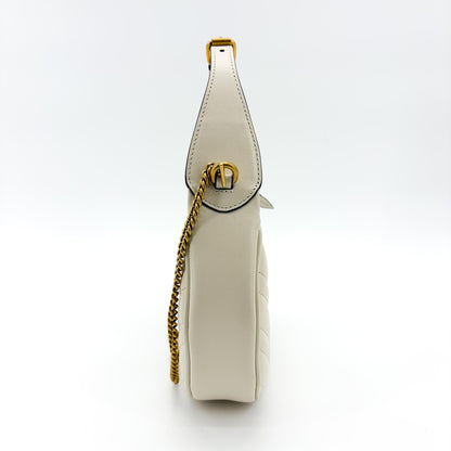 Gucci GG Marmont Half Moon Hobo Matelasse Leather, White, Leather, Shoulder Bag