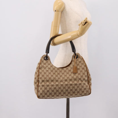 Gucci Vintage Bamboo Handle GG Canvas, Beige, Canvas, Tote Bag