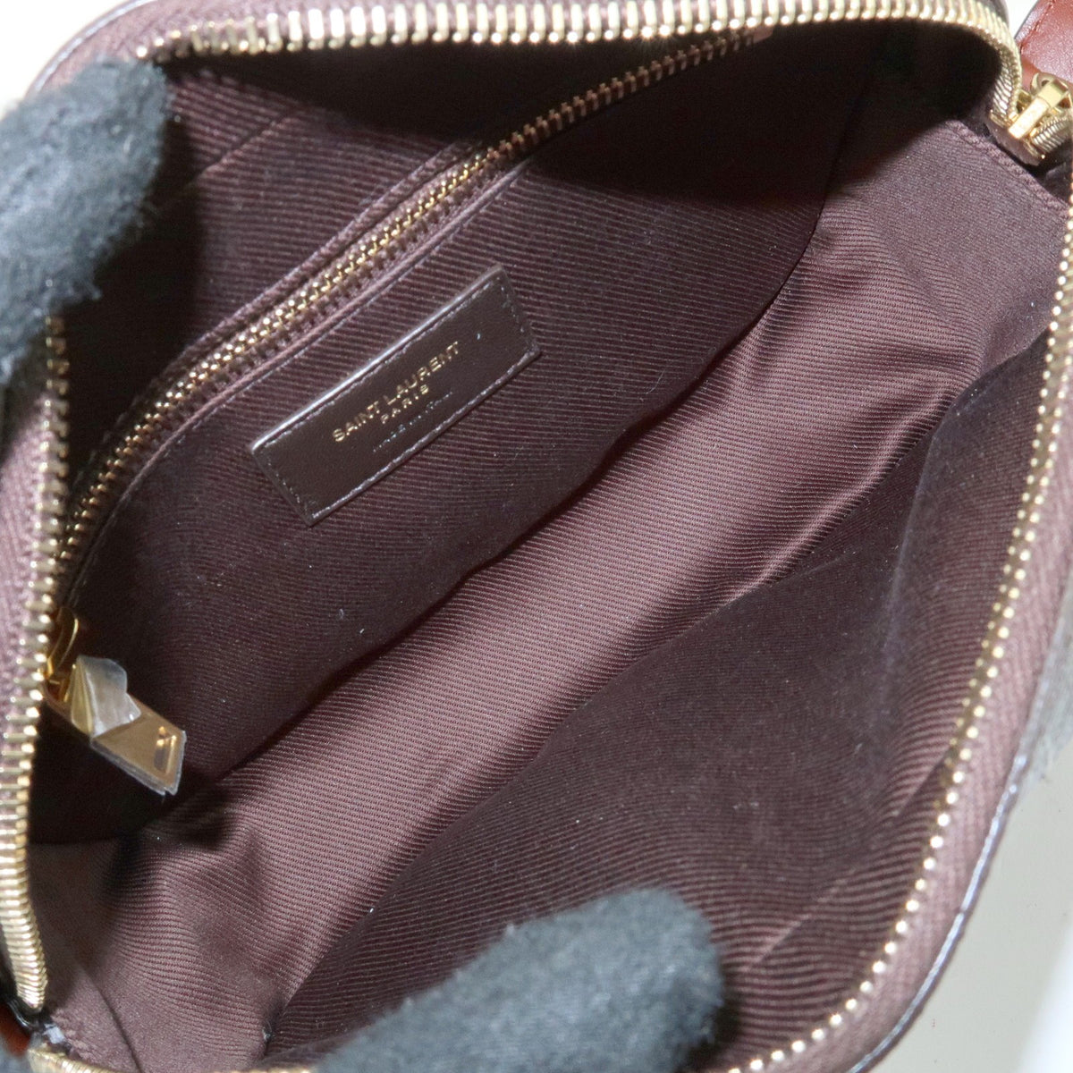 Saint Laurent Le Monogramme Camera Monogram All Over Coated Canvas and Leather, Brown, Canvas, Handbag