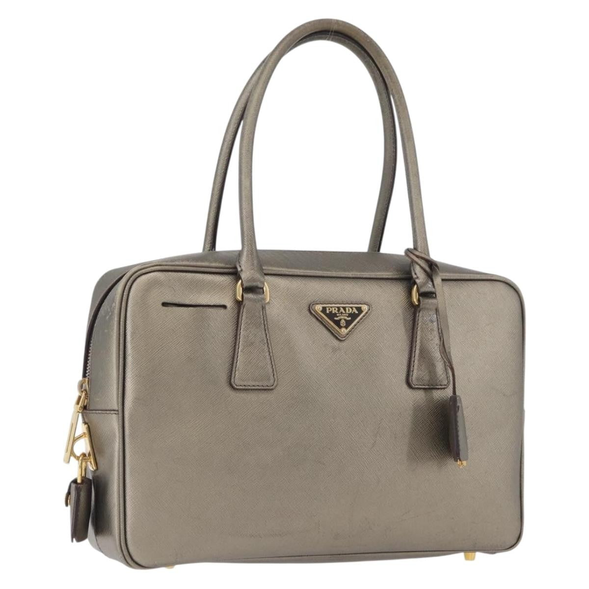 Prada Bauletto Saffiano Leather, Gold, Leather, Handbag