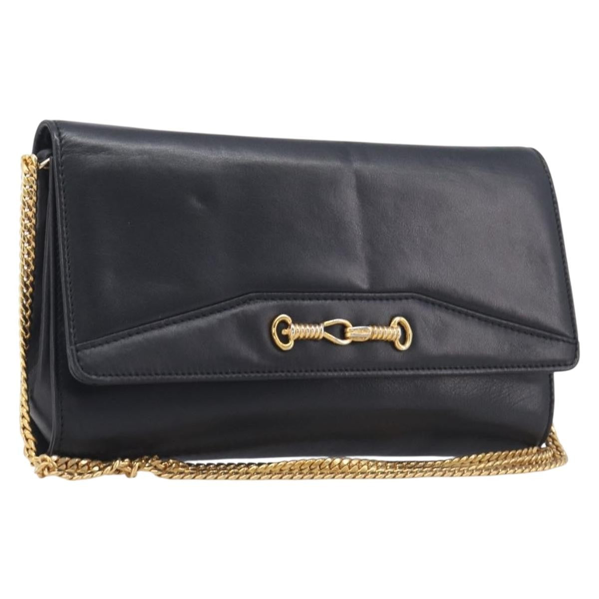Celine Shoulder Leather, Black, Leather, Shoulder Bag