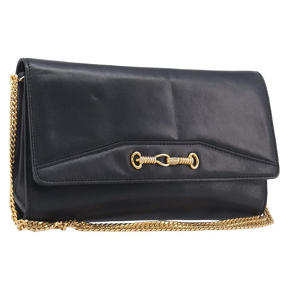Celine Shoulder Leather, Black, Leather, Shoulder Bag