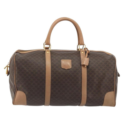 Celine Vintage Macadam Boston Canvas, Brown, PVC, Handbag