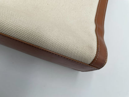 Celine Vertical Square Cabas Tote Canvas with Leather, BROWN, CANVAS, Tote bag