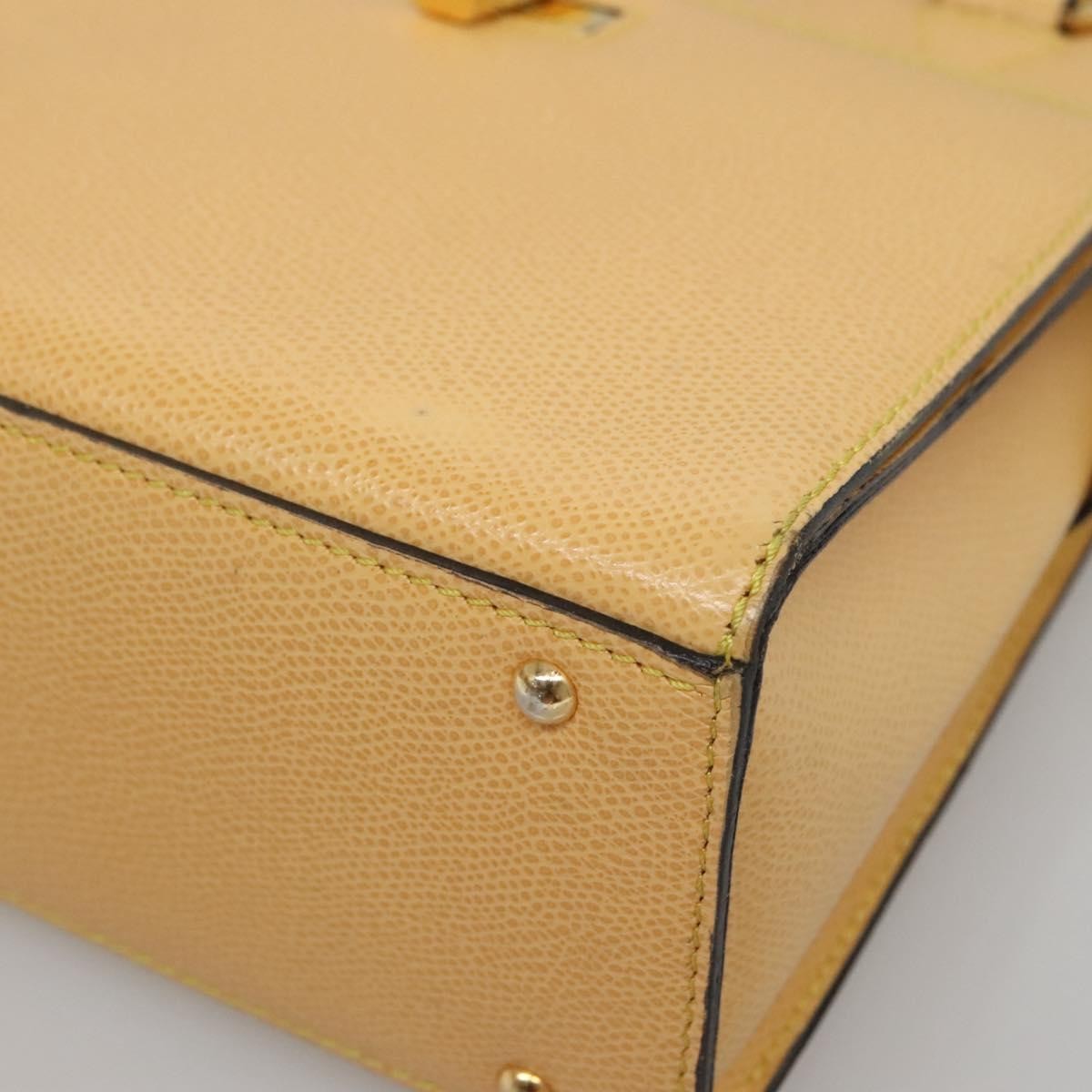 Celine Vintage Turnlock Leather, Yellow, Leather, Handbag