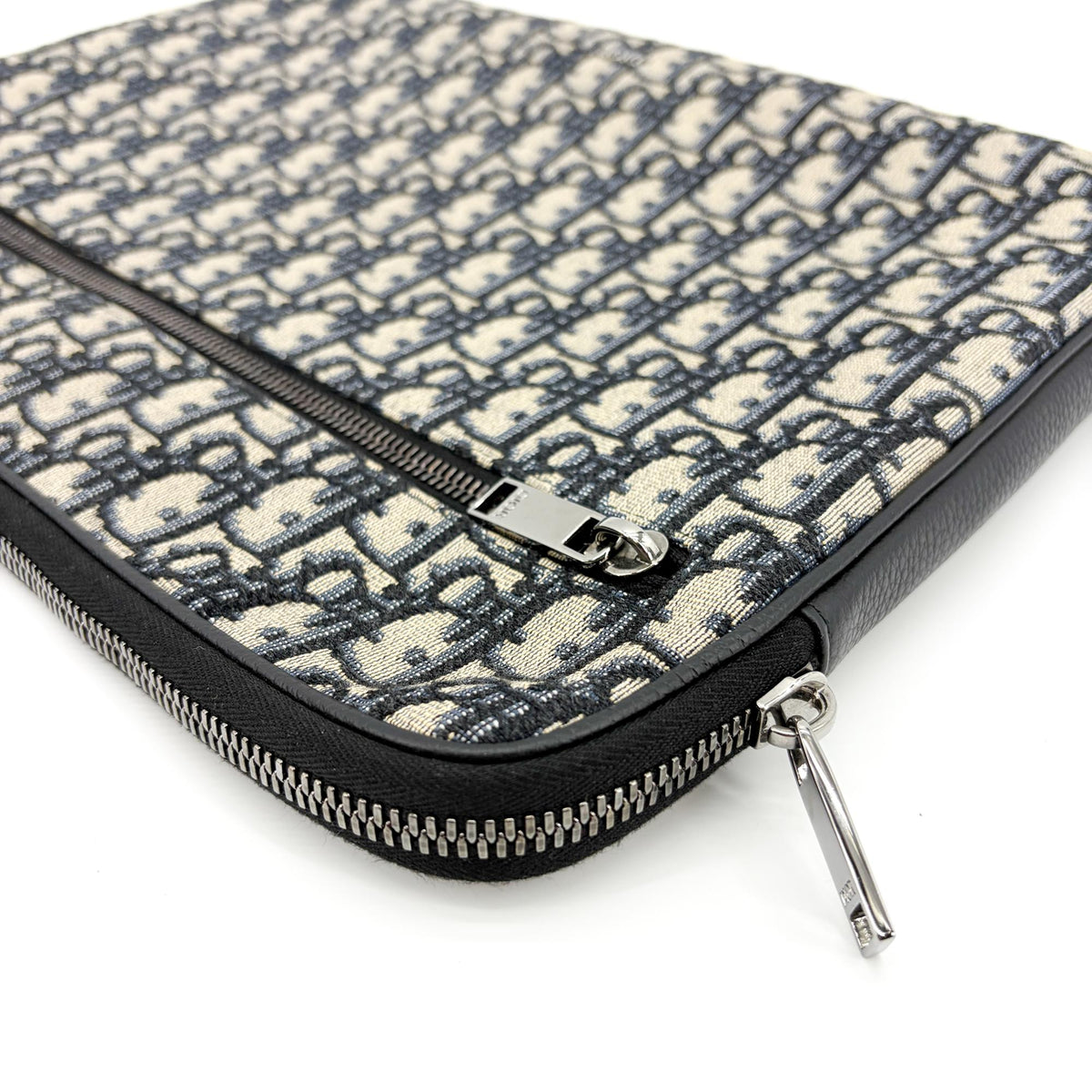 Christian Dior A4 Zip Oblique Canvas, Beige, Canvas, Clutch