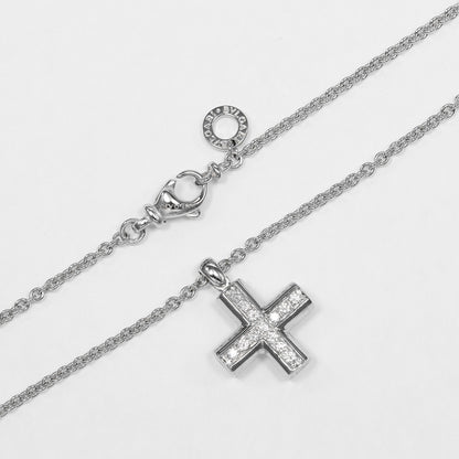 Bvlgari Greek Cross 18K White Gold with Diamonds, Silver, White Gold, Necklace
