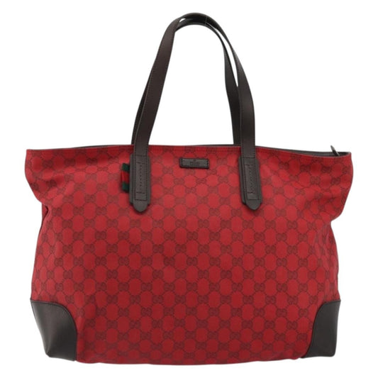 Gucci Original Zip GG Canvas with Leather, Red, Canvas, Tote Bag
