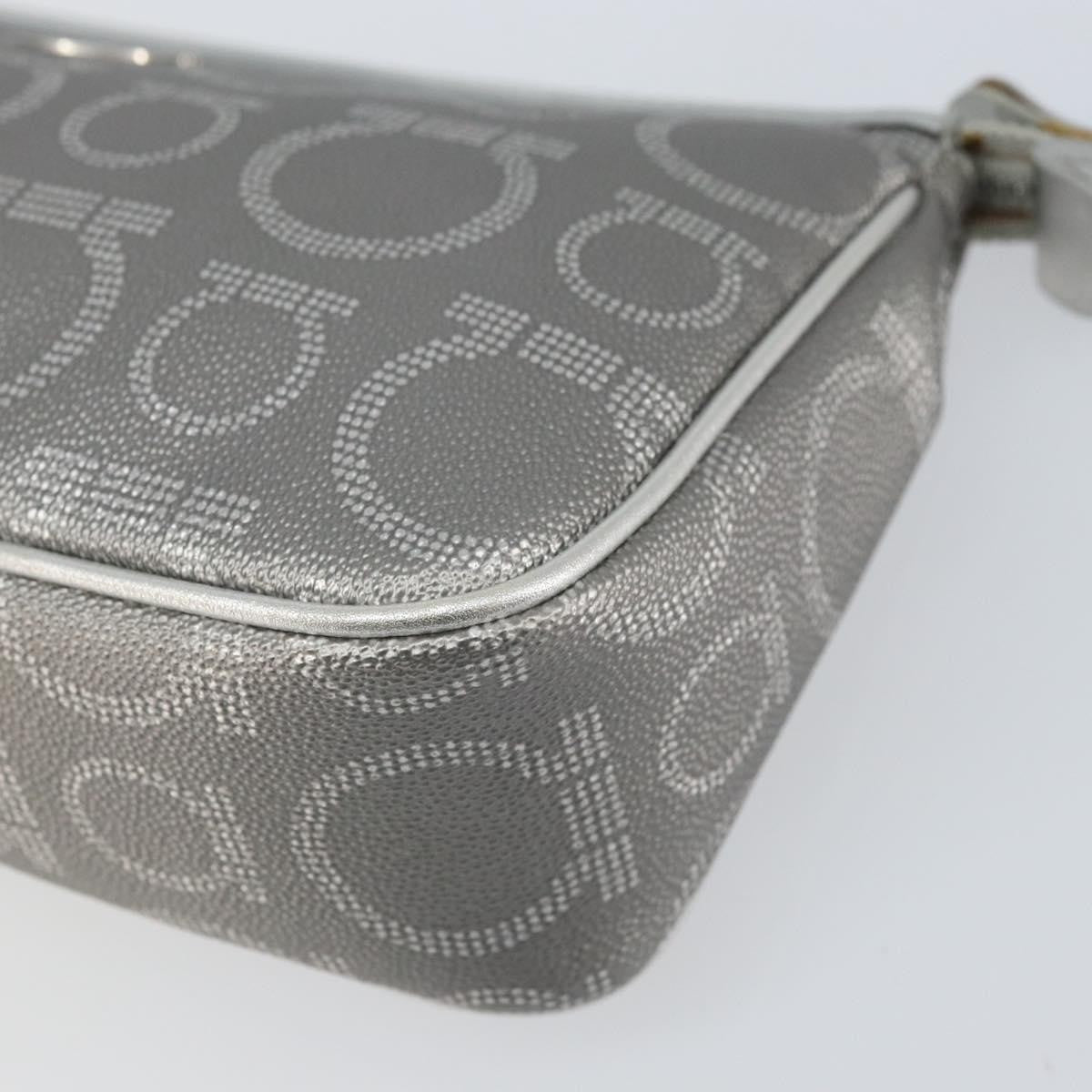 Salvatore Ferragamo Gancini Leather, Silver, Leather, Crossbody Bag