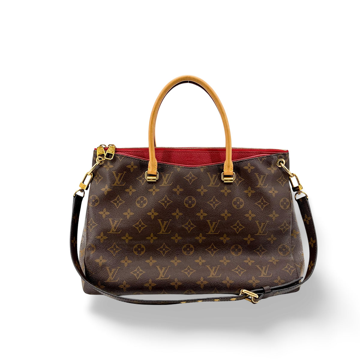 Louis Vuitton Pallas Monogram Canvas with Leather, Brown, Canvas, Tote Bag