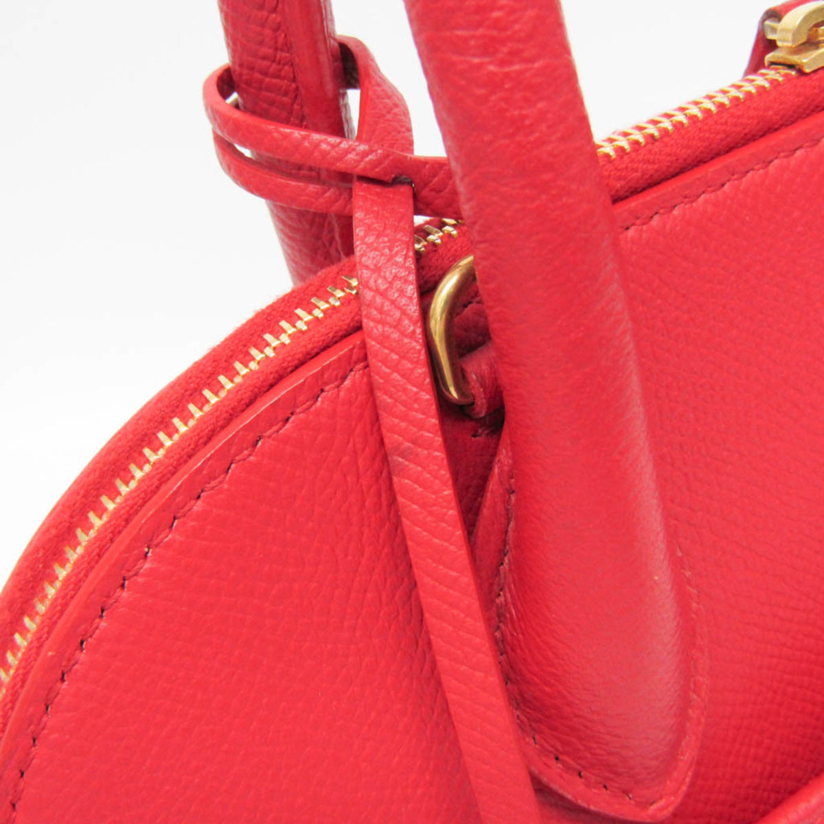 Balenciaga Logo Ville Leather, Red, Leather, Handbag
