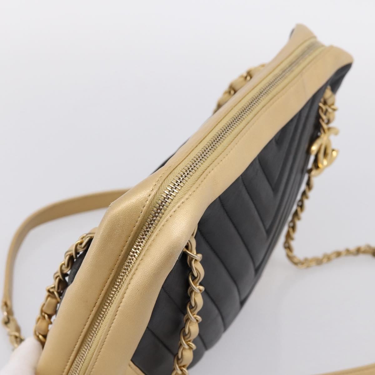 Chanel Camera Chevron Lambskin, Beige, Leather, Shoulder Bag