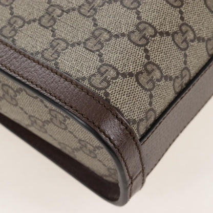 Gucci Cut Out Handle Printed GG Coated Canvas, Brown, Canvas, Tote Bag