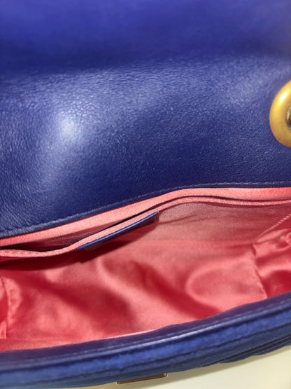 Gucci GG Marmont Flap Matelasse Velvet, Blue, Velvet, Handbag