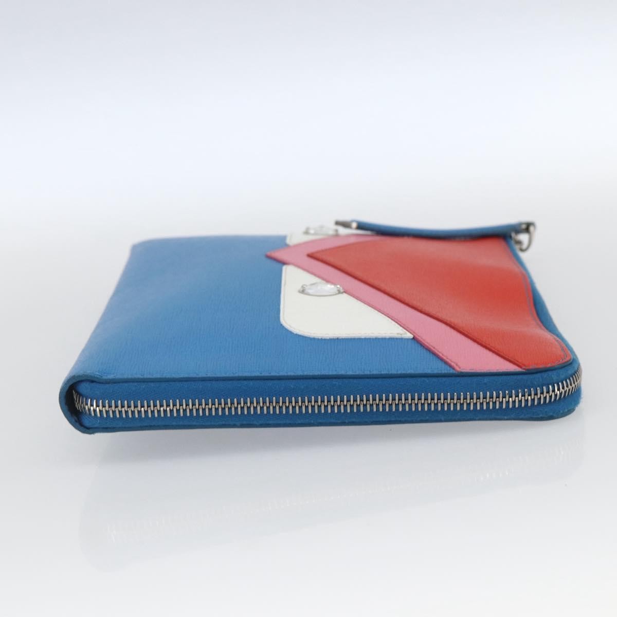 Fendi Monster Clutch Leather, Blue, Leather, Clutch