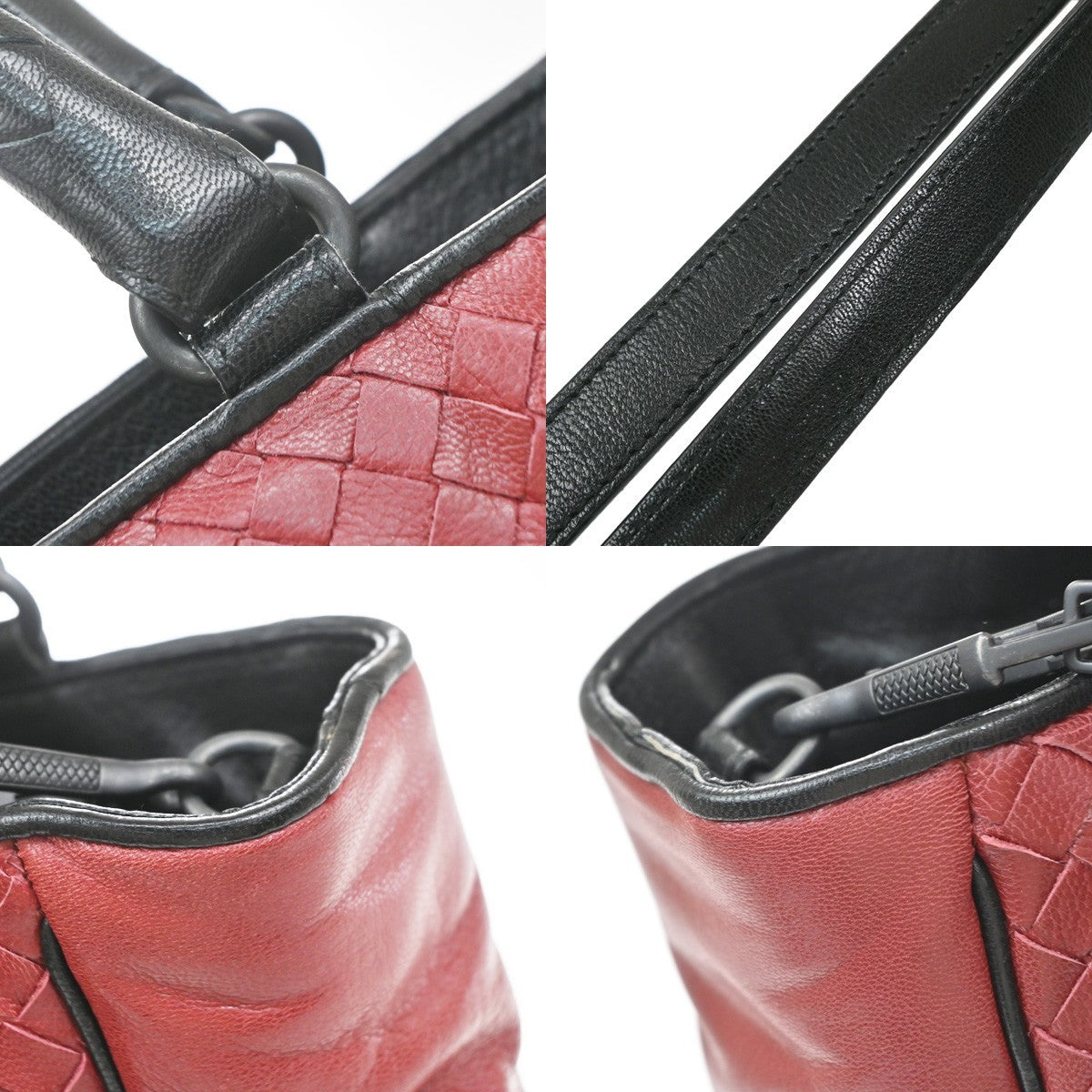 Bottega Veneta Convertible Open Tote Intrecciato Nappa, Red, Leather, Tote Bag