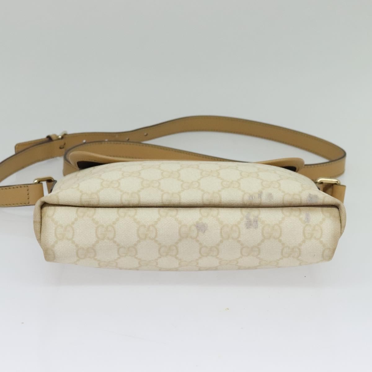 Gucci Flap Messenger GG Coated Canvas, White, Canvas, Shoulder Bag