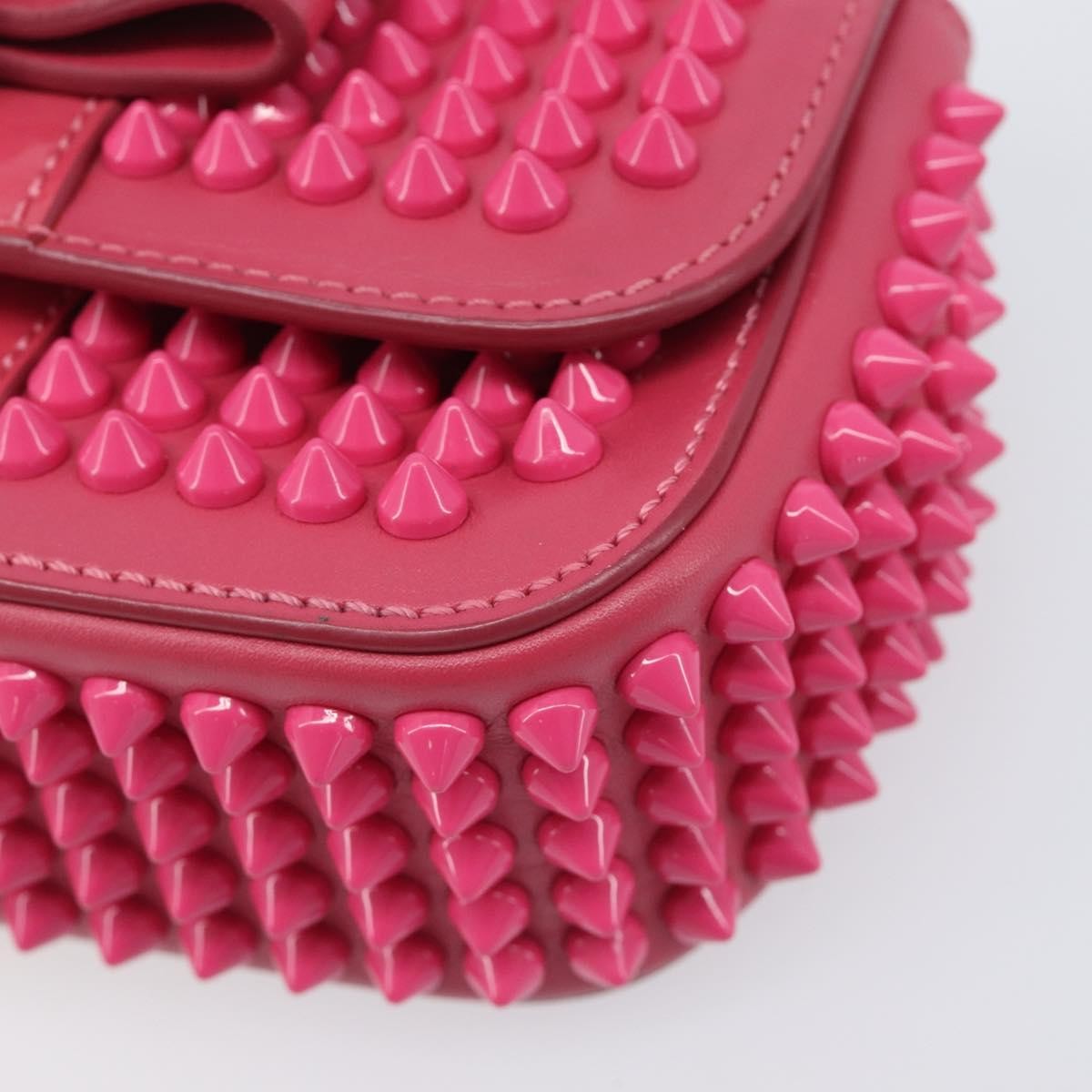 Christian Louboutin Sweet Charity Spiked Leather, Pink, Leather, Crossbody Bag