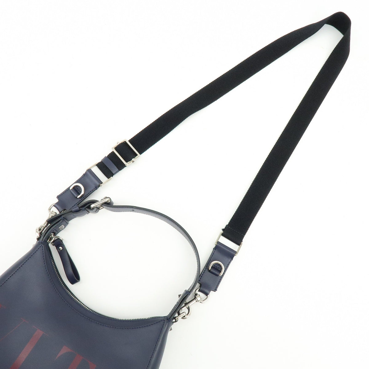 Valentino Garavani VLTN Hobo Printed Leather, Navy, Leather, Shoulder Bag