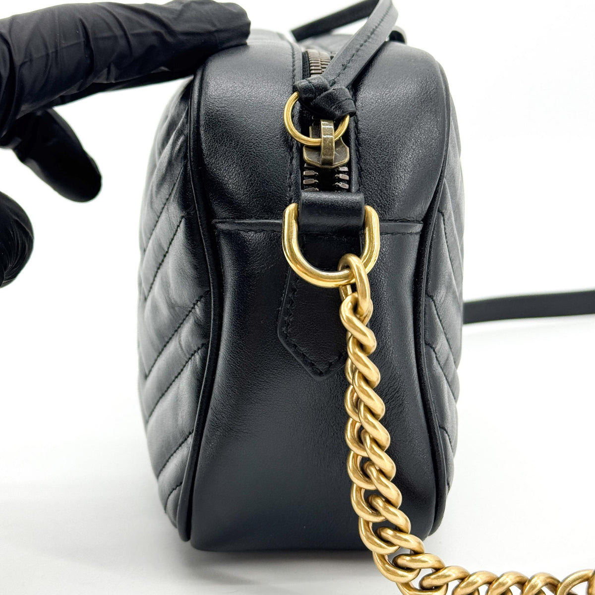 Gucci GG Marmont Matelasse Leather, Black, Leather, Shoulder Bag