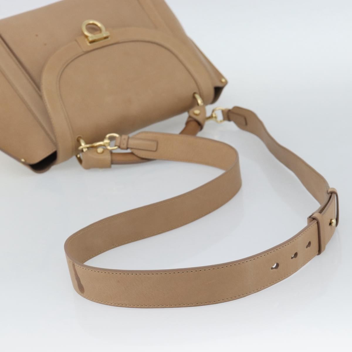 Salvatore Ferragamo Sofia Rainbow Saddle Leather, Beige, Leather, Handbag
