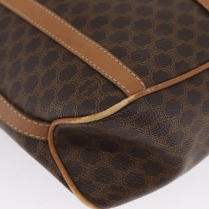Celine Vintage Shoulder Bag Macadam Canvas & Leather, Brown, Canvas, Shoulder Bag