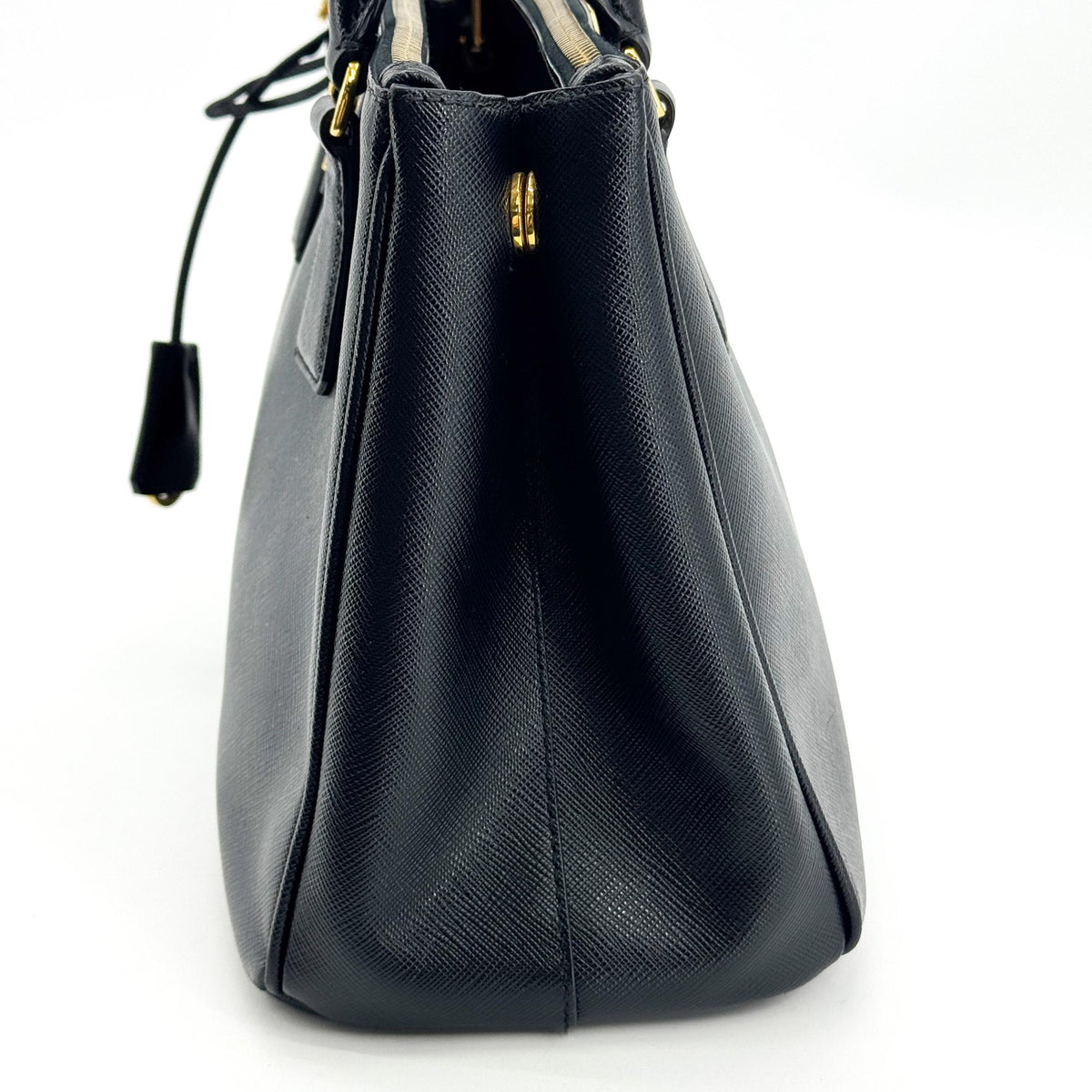 Prada Galleria Double Zip Saffiano Leather, Black, Leather, Tote Bag