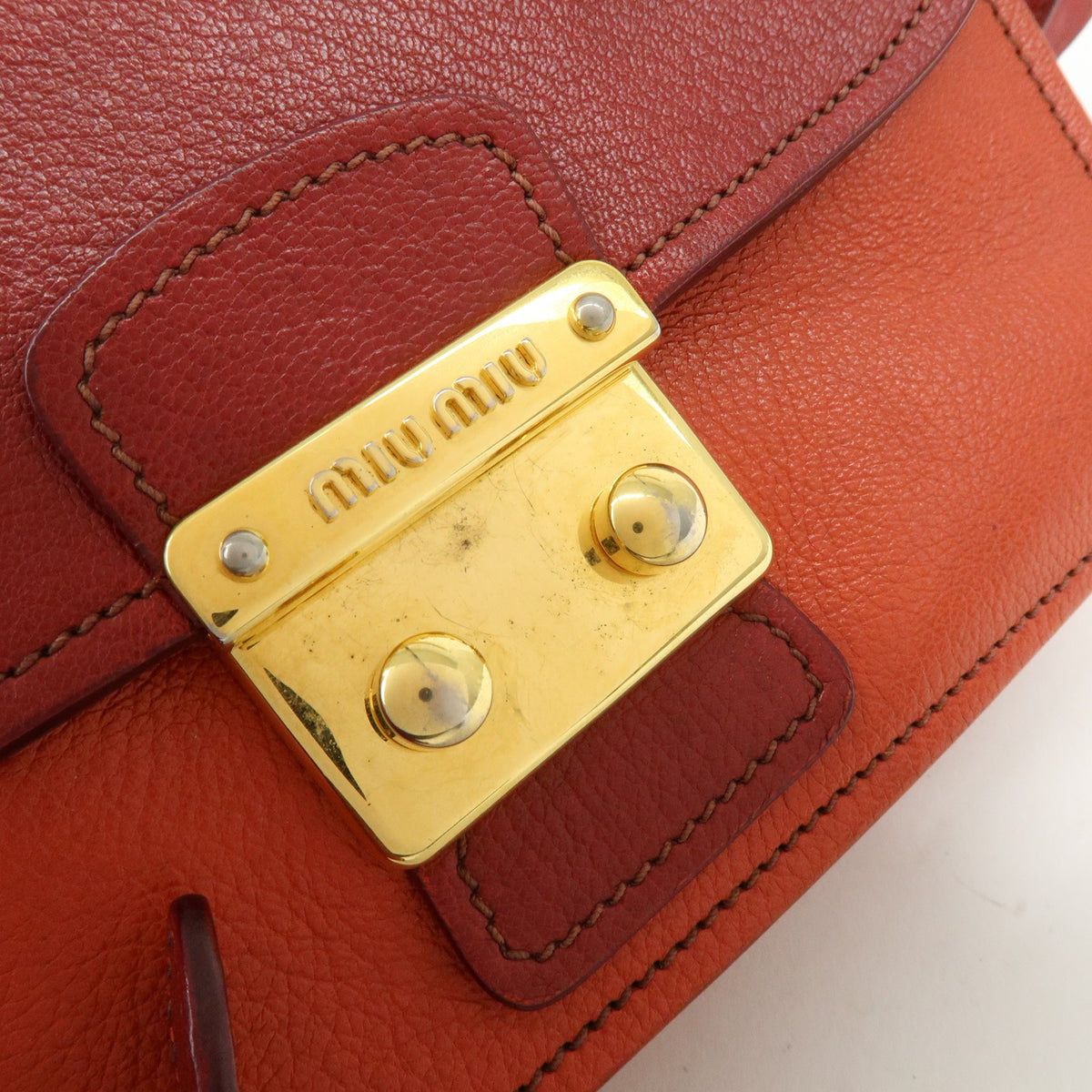 Miu Miu Madras Top Handle Leather, Red, Leather, Handbag