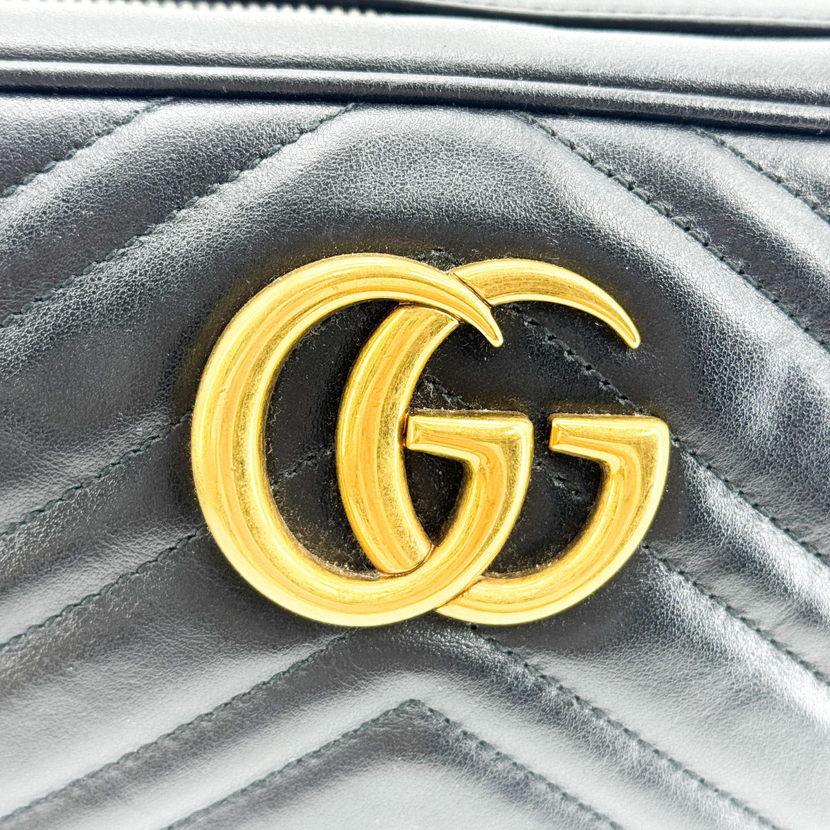 Gucci GG Marmont Matelasse Leather, Black, Leather, Shoulder Bag
