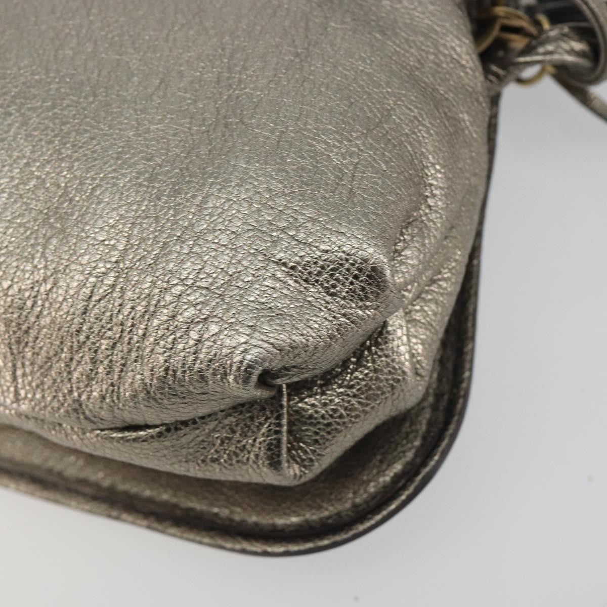 Salvatore Ferragamo Gancini Leather, Silver, Leather, Shoulder Bag