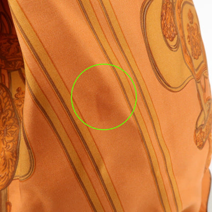 Hermes Soie Cool Printed Silk and Calfskin, Orange, Silk, Handbag