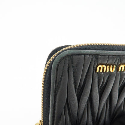 Miu Miu Zip Around Matelasse Leather, Black, Leather, Wallet