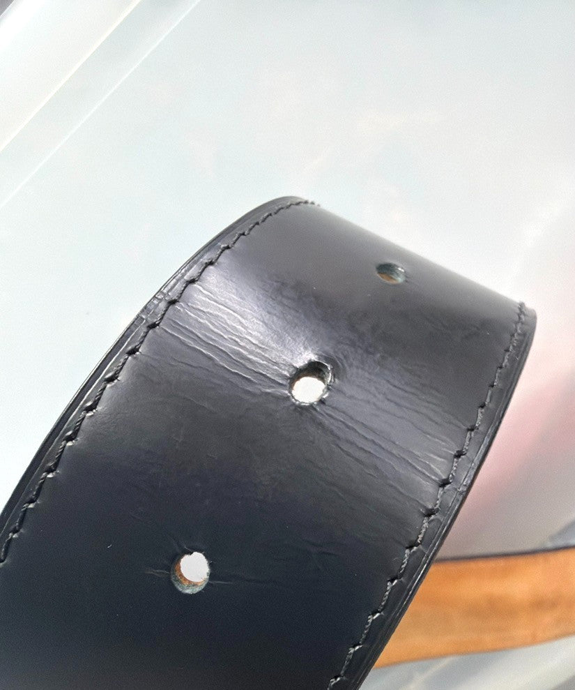 Louis Vuitton Voyage Buckle Belt Leather, Black, Leather, Belt