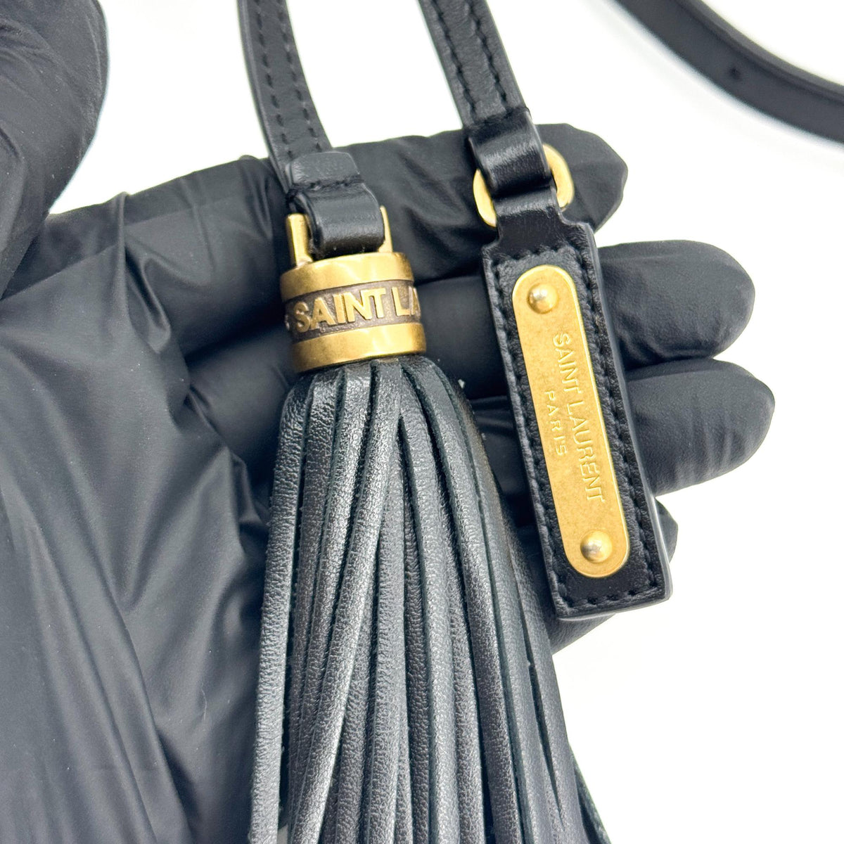 Saint Laurent Lou Camera Matelasse Chevron Velvet, Black, Leather, Handbag