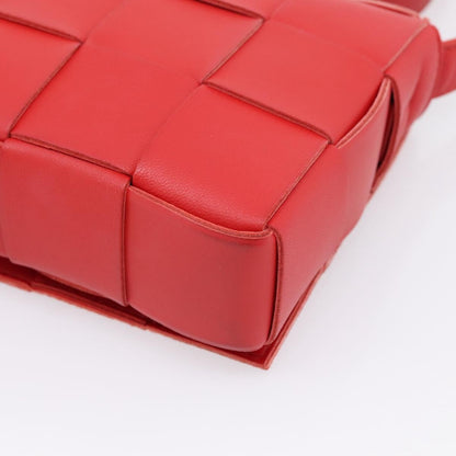 Bottega Veneta Cassette Maxi Intrecciato Leather, Red, Leather, Crossbody Bag
