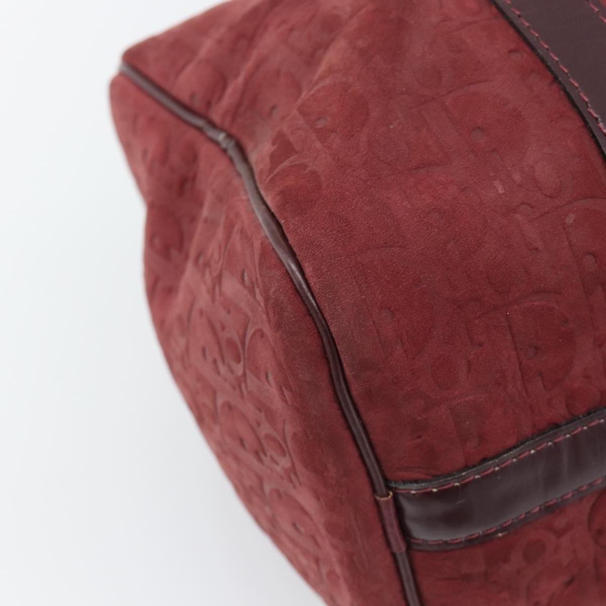 Christian Dior Boston Embossed Patent, Burgundy, Suede, Handbag