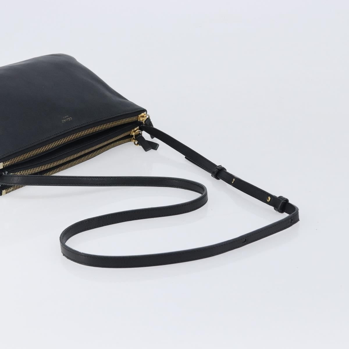 Celine Trio Leather, Black, Leather, Crossbody Bag