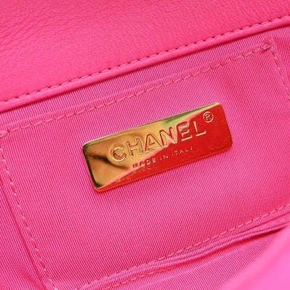 Chanel 19 Belt Quilted Jersey, Pink, Canvas, Shoulder Bag