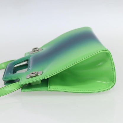 Salvatore Ferragamo Wanda Top Handle Shoulder Gradient Leather, Green, Patent Leather, Handbag