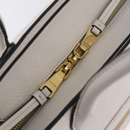 Miu Miu Madras Front Zip Leather, White, Leather, Tote Bag